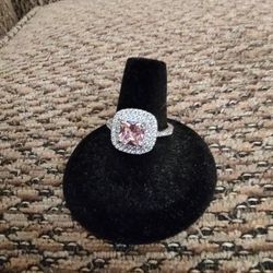 STERLING SILVER PINK CZ RING. SIZE 7.  NEW. PICKUP ONLY.