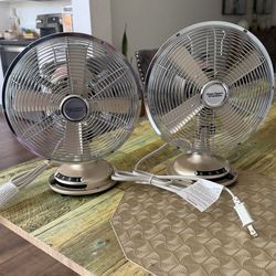 2 Retro Metal Table Fans – NEW (No Box)