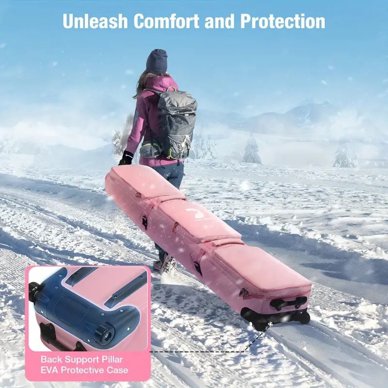 Double Rolling Ski Bag (Extendable 155 187CM) Waterproof Snowboard