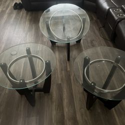 GLASS Living Room Table 2 Side tables Included 