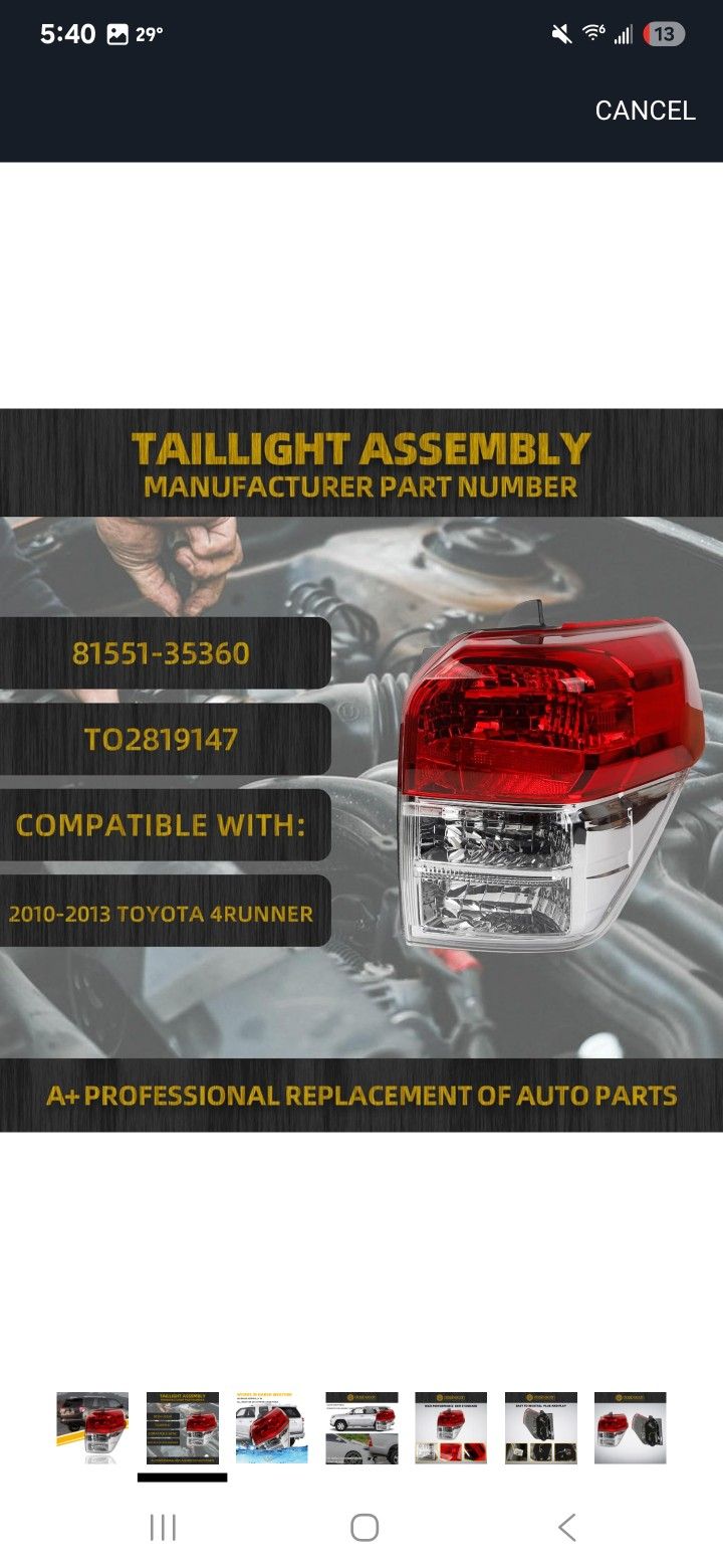 4Runner Tail Light Passenger Side