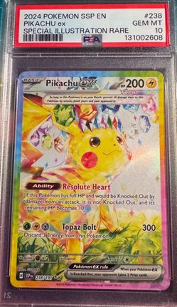Pokemon Pikachu EX SIR Surging Sparks PSA10