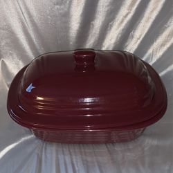 Pampered Chef Deep Covered Baker 3.1 Qt w/ Lid Model 1321 Cranberry NEW