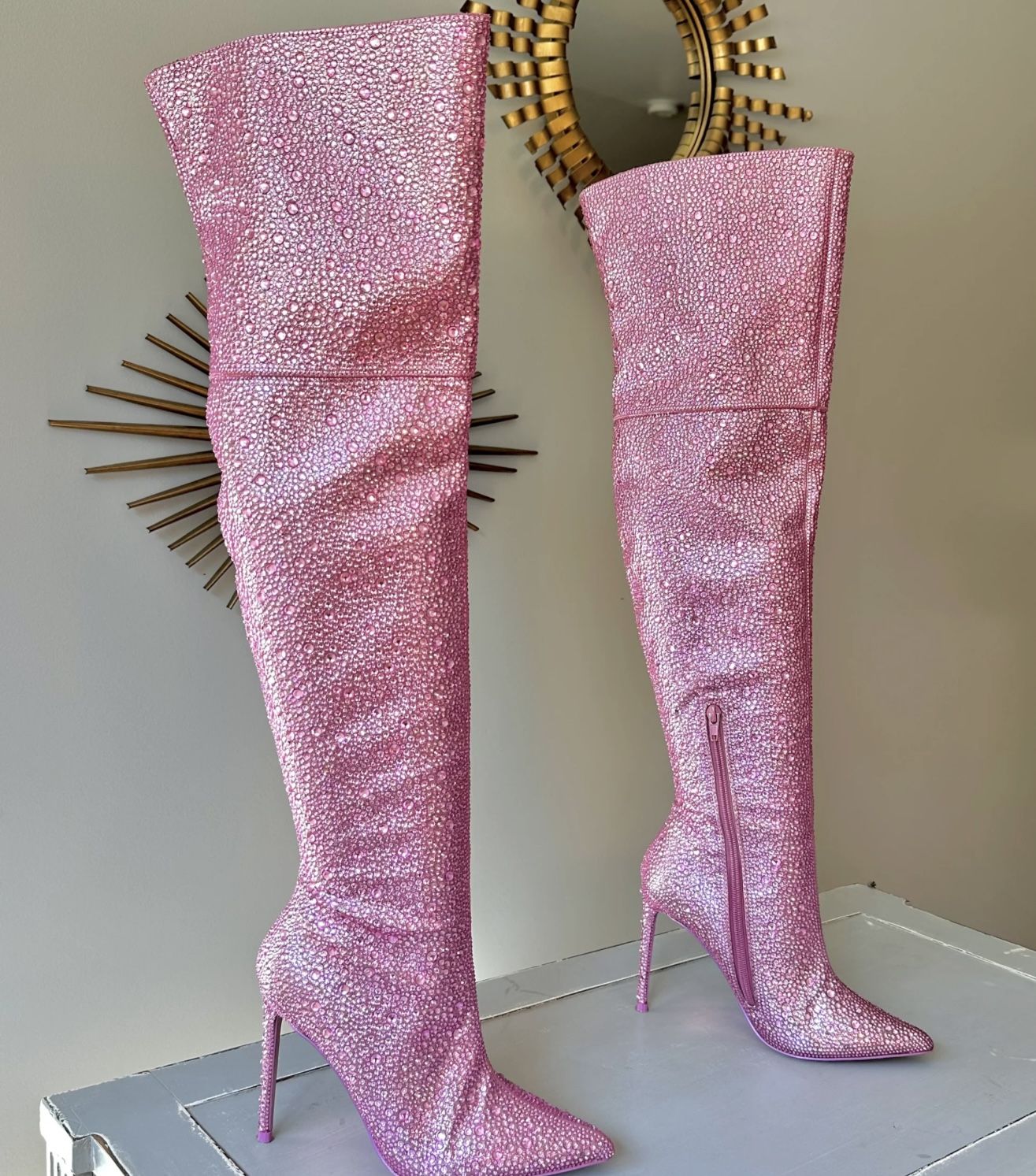 Steeeve Madden pink crystal boots