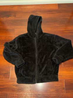Black Sherpa Zip-Up Hoodie men-small , women-medium
