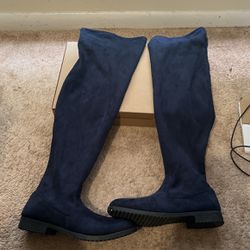Size 11 Blue Suede Knee High Boots