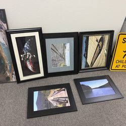 Framed artwork trains marine and lake Shasta