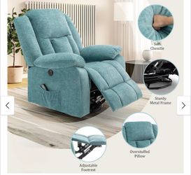 Swivel Recliner Chair with Side Pocket and USB