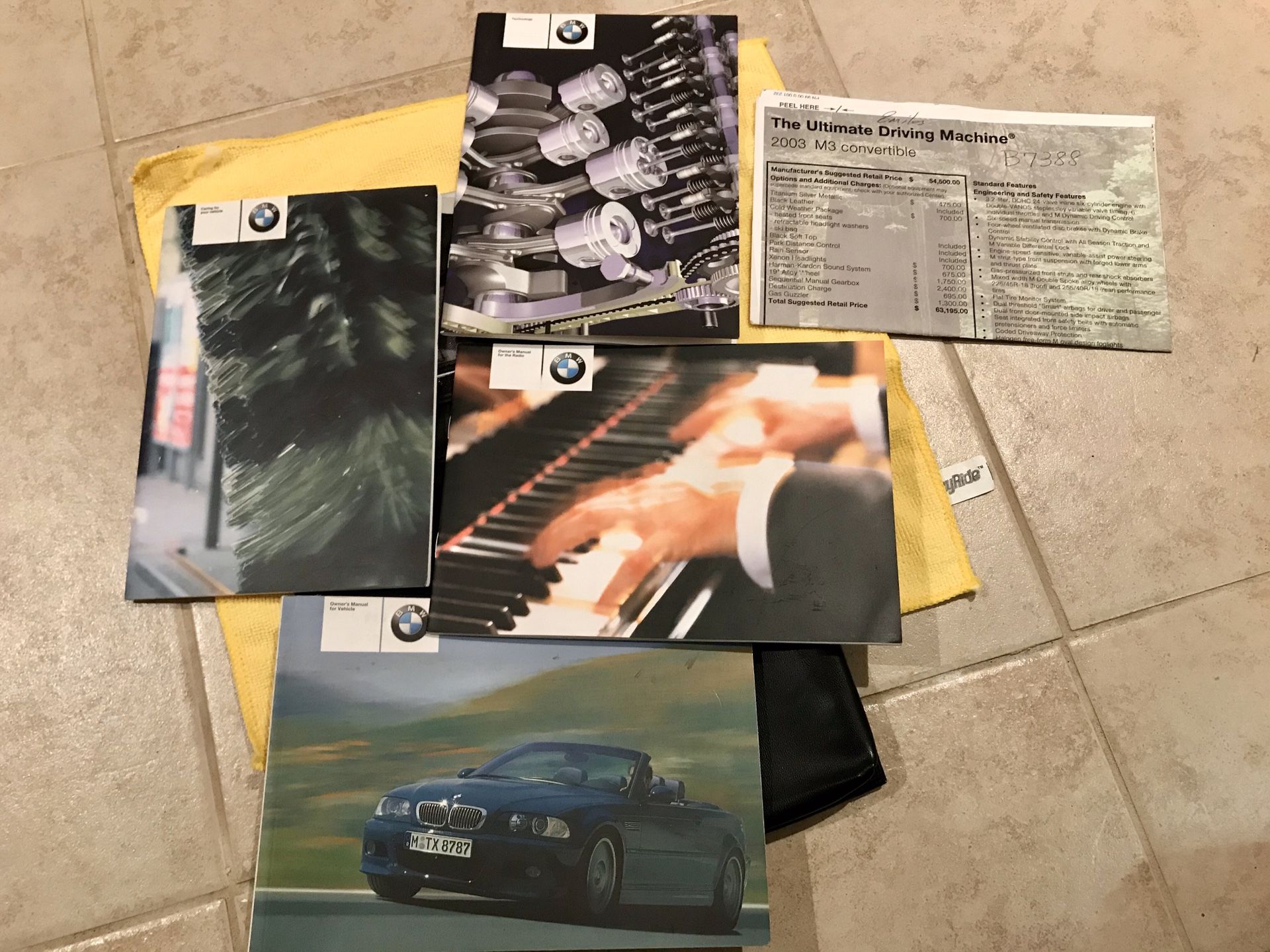 2003 BMW M3 Convertible Owners Manual - Complete w/ Bluetooth DVD Radio info