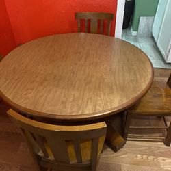 Modern Maple Walter Wabash Double Pedestal Round Table W/2 Leaves And 4 Maple Chairs