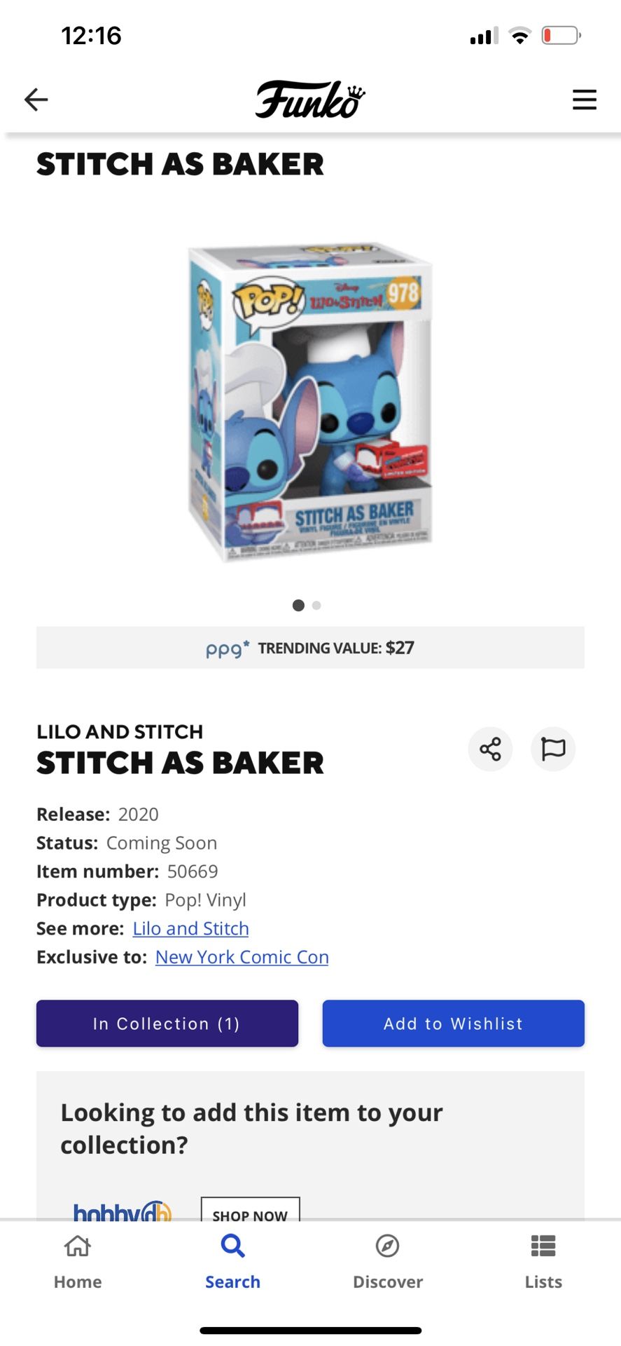 Funko Pop: Stitch Fall Comic Con Exclusive