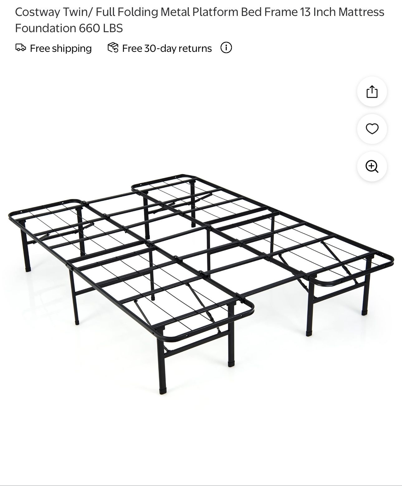 Costway Twin/ Full Folding Metal Platform Bed Frame