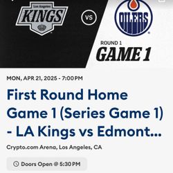 LA KINGS.  ROUND 1.   GAME 1 Tix.     NO FEES 
