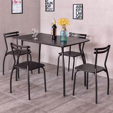 5 Piece Dining Set Table And 4 Chairs Home Kitchen Room Breakfast Furniture