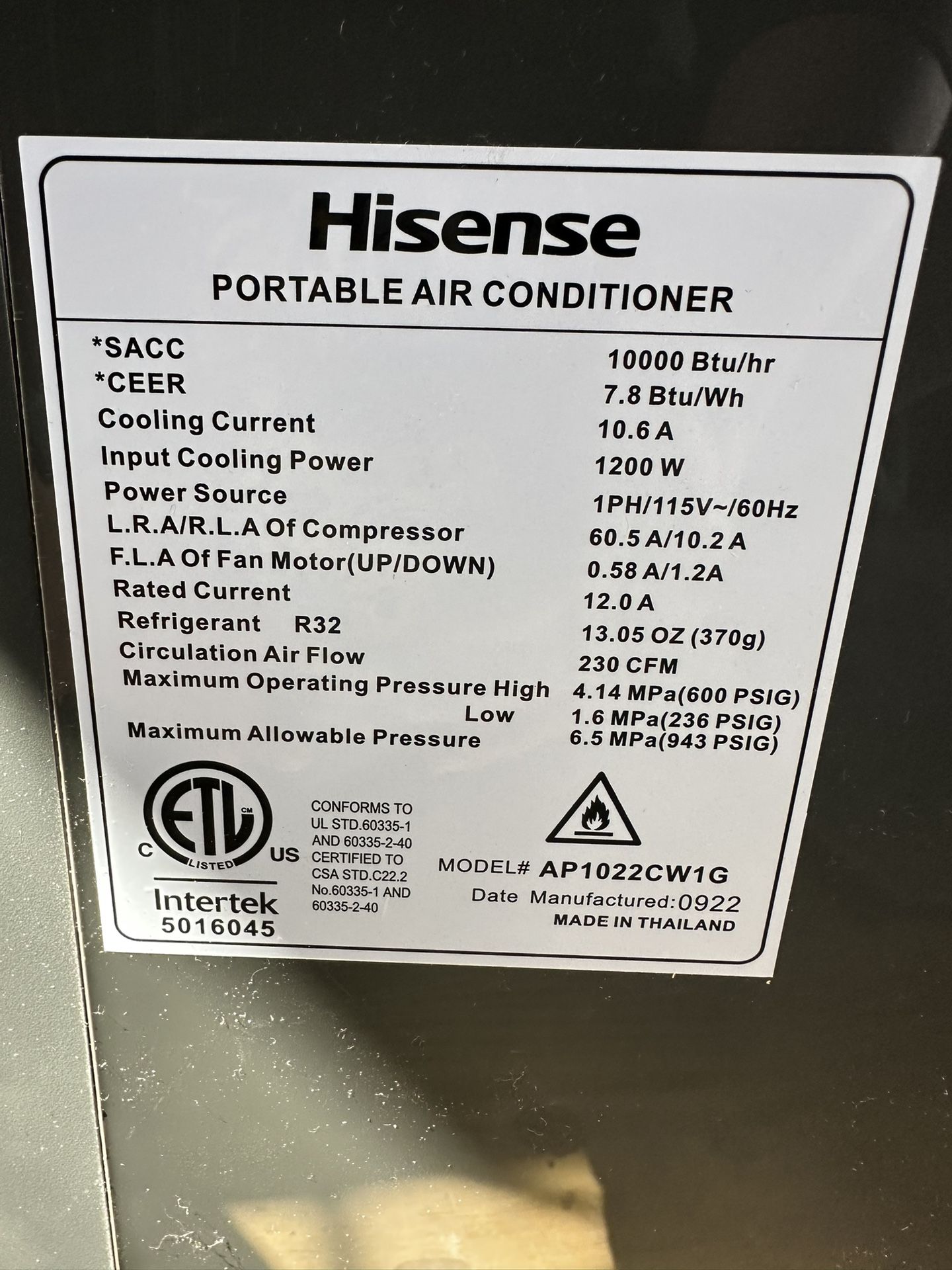 Hisense 100000 BTU AC
