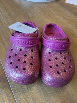 New Girls Classic Lined Glitter Crocs