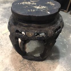 Vintage Asian Oriental Hand Carved Wooden Stool 