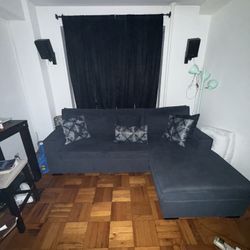 Stylish Gray-Blue Sectional Sofa 
