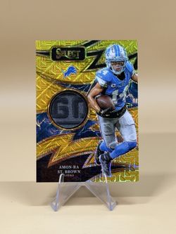 2024 Select Amon-Ra St. Brown Sparks Gold Prizm Patch /10 Lions 01/10