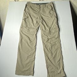 Columbia Silver Ridge convertible hiking pants in a beige/tan color. 