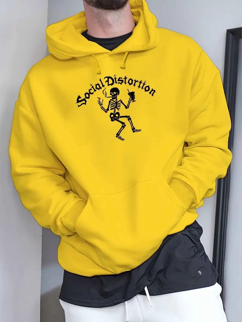 Social Distortion Skull Print Yellow Sweatshirt Hoodie XXL ***New***