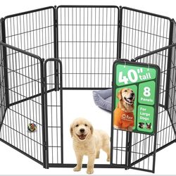 FXW Homeplus Unleashed Indoor Dog Playpen - Stress-Free and Safe Play, Heavy Duty 40 Inch 8 Panels Dog Pen for Medium and Large Dogs, Black