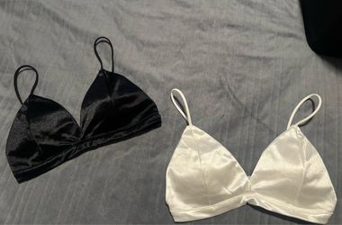 Two Satin Triangle Bra size Small