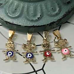 Evil Eye Boy Or Girl Gold Plated Pendant 