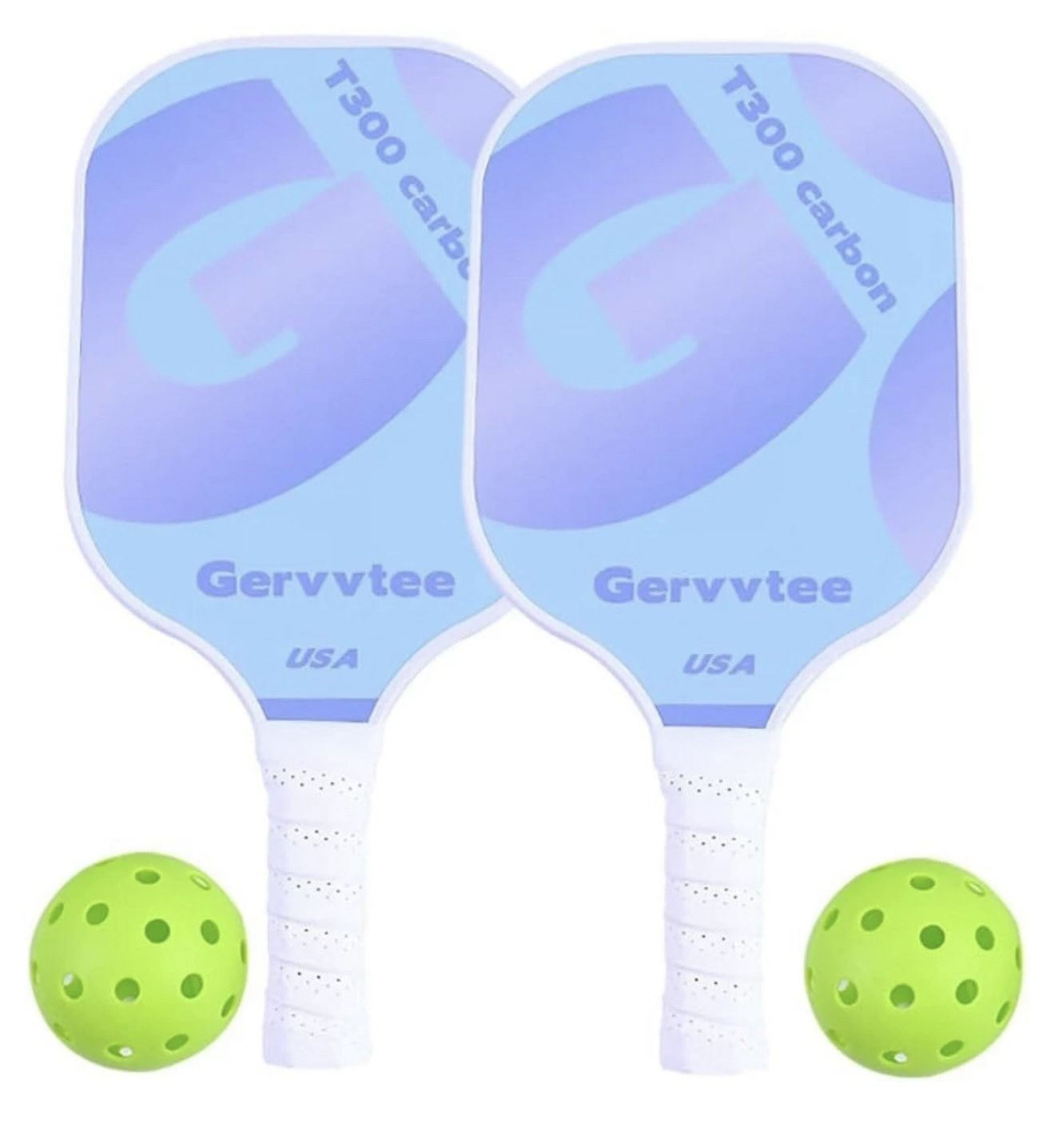 Gervvtee Pickleball 2-Piece Set is Made of Carbon Fiber Material