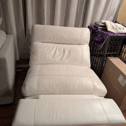 White Electric Reclining Leather Sofa 
