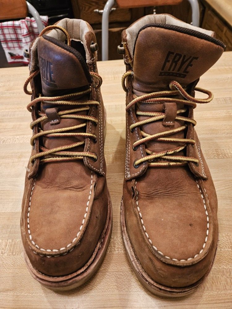 Frye Waterproof Leather Work Boots - Size 8W