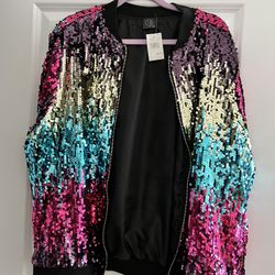 Sz 3x Sequins Bomber Jacket 