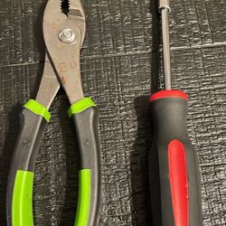Slip Joint Pliers & Flathead Screwdriver Set Non-Slip Grip Handles