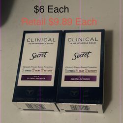 Secret Clinical Strength Deodorant 1.6 oz $6 Each