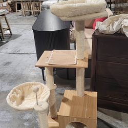 PEQULTI Cat Tree Modern Cat Tower for Indoor Cats,Multilevel Cat Play House with Large Condo, Spacious Hammock, Cozy Top Perch,Scratching Post and Dan