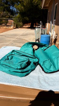 Teal Canvas horn Bags with Pockets