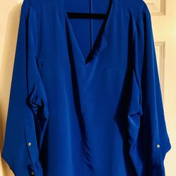 Lands’ End Urban Outfitters Cobalt Blue Blouse Size 4X Plus 28 W