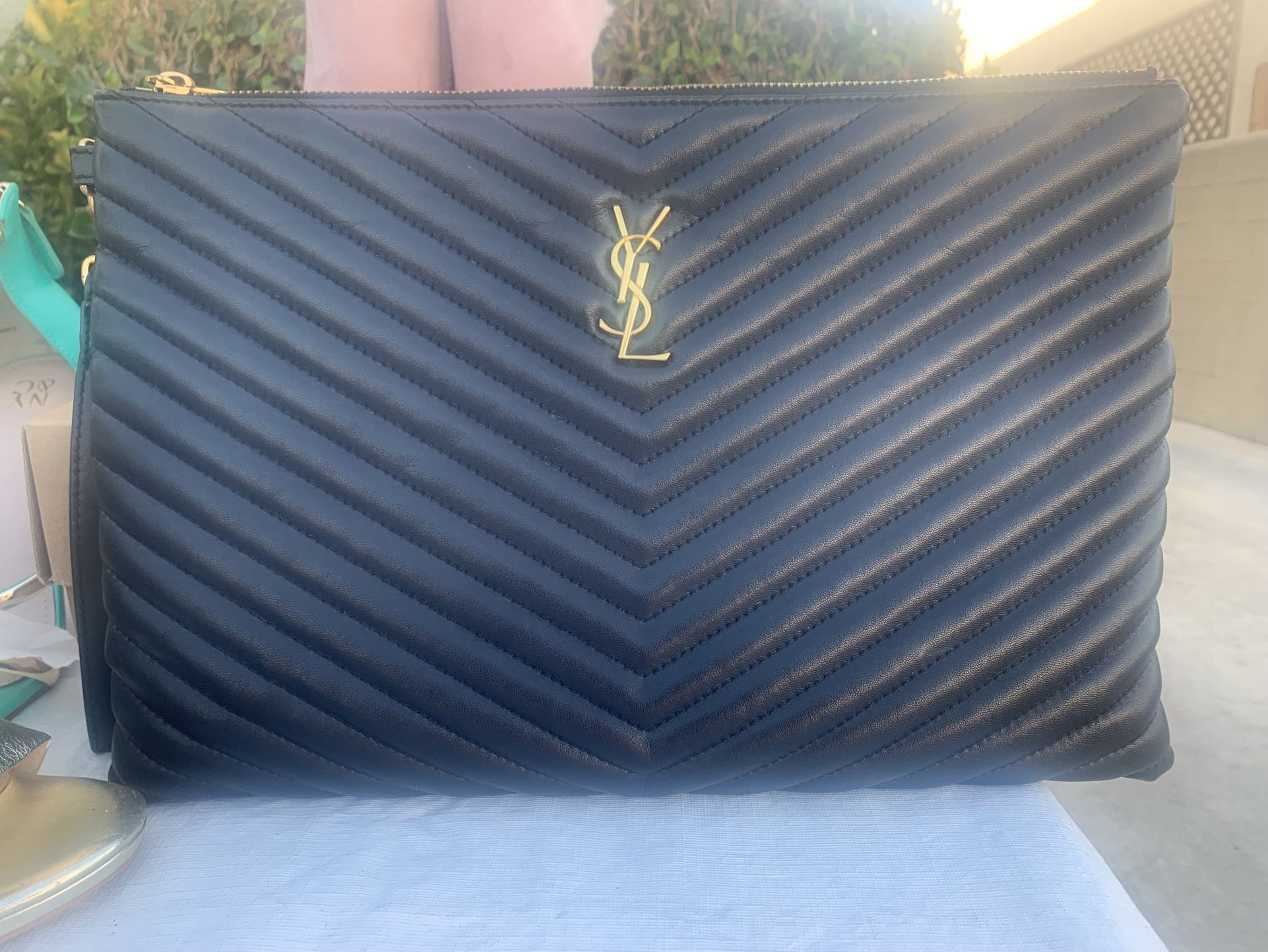 YSL Black Leather Clutch (Authentic)