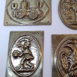 Two Embossed Brass Fire Insurance Emblems Plaques