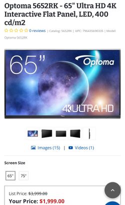 Optoma 5652RK - 65" Ultra HD 4K Interactive Flat Panel, LED, 400
