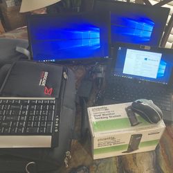 AOC USB powered 17” monitors, unopened Docking Station, Etc