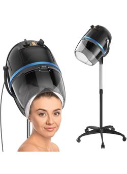 ZENSTYLE 1300W Floor Hair Dryer Rolling Salon Standing Bonnet Black