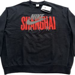 Nike Air Shanghai Black Oversized Crewneck Sweatshirt Mens Large HJ0305-010 $95