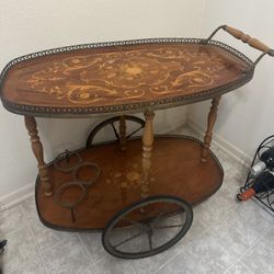 Antique Bar Cart With Wheels