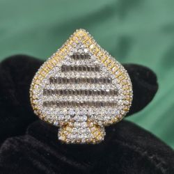 VVS D Moissanite Two-Toned Spade Ring on 925 Sterling Silver