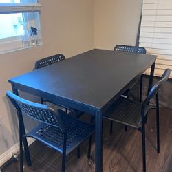 Table Four Chairs Black