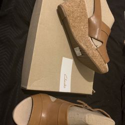 Clark’s Size 10 Tan Cork Wedges