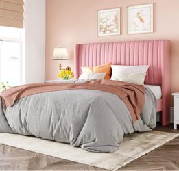 Full Pink Velvet Bed + Full 12 Inch Mattress  - NEW
