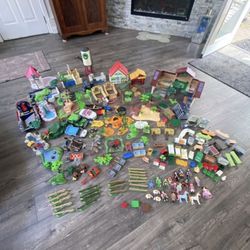 Large Lot Of Playmobil Structures, Nature, Furniture, People, Etc