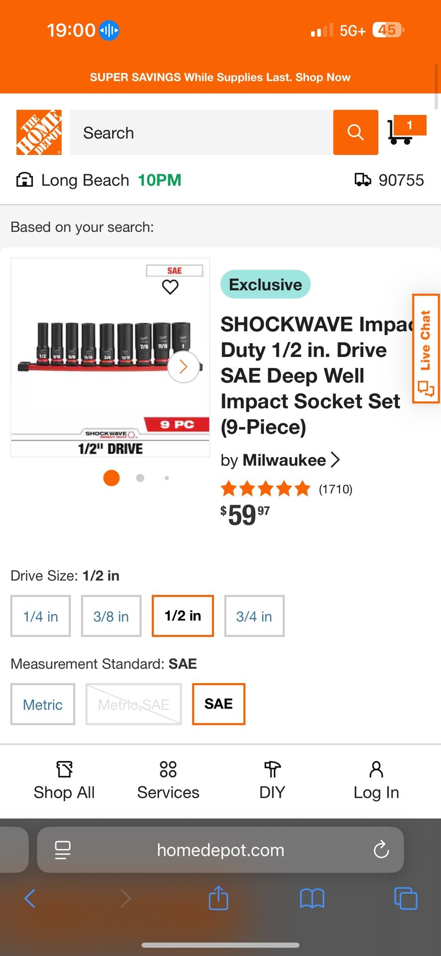 Milwaukee Sockets 3/8 Or 1/2